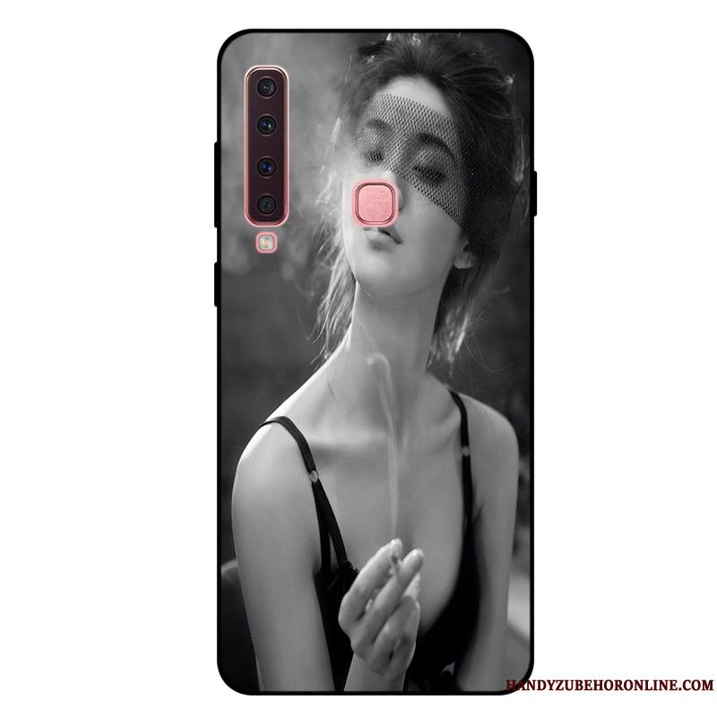 Samsung Galaxy A9 2018 Noir Étoile Coque Mode Fluide Doux Silicone Incassable