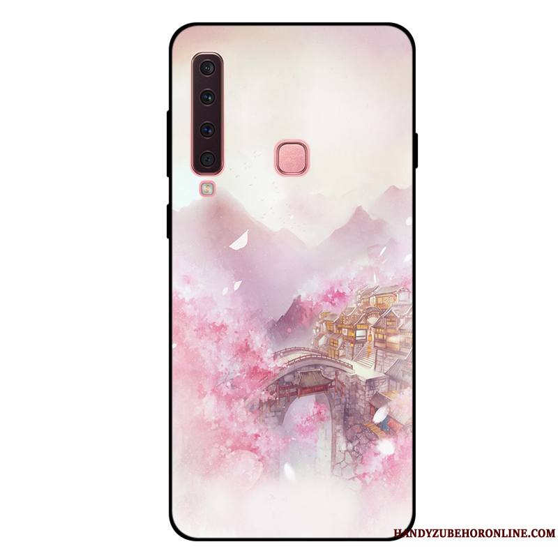 Samsung Galaxy A9 2018 Étui Rose Tout Compris Coque Fluide Doux Étoile Frais