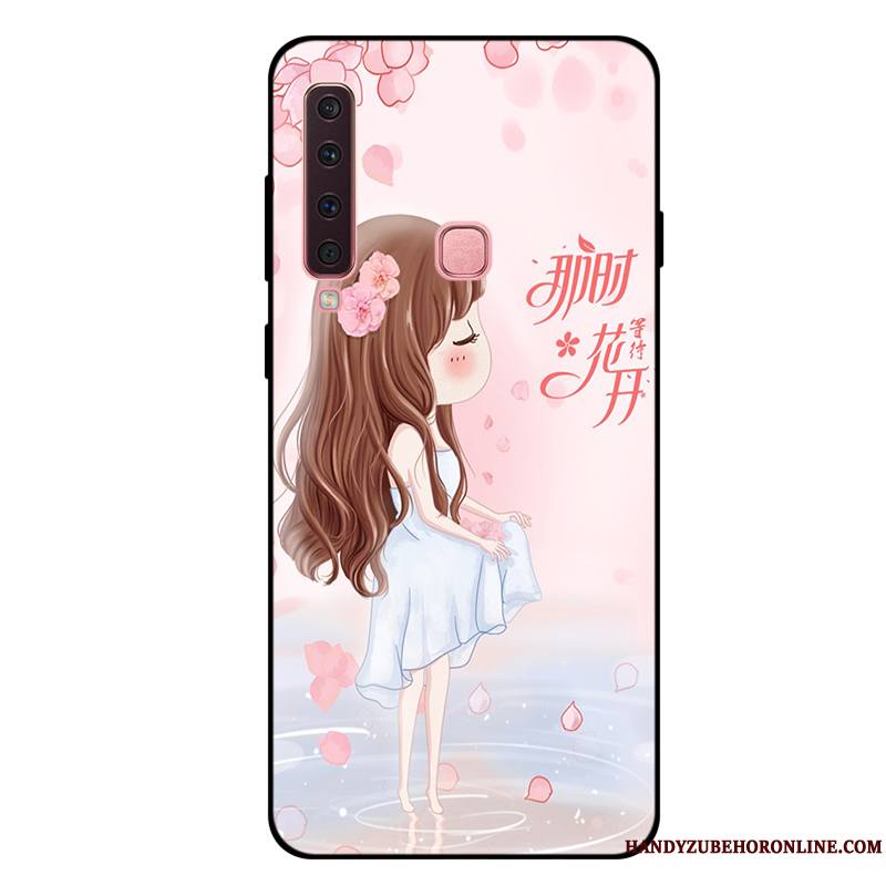 Samsung Galaxy A9 2018 Étui Rose Tout Compris Coque Fluide Doux Étoile Frais