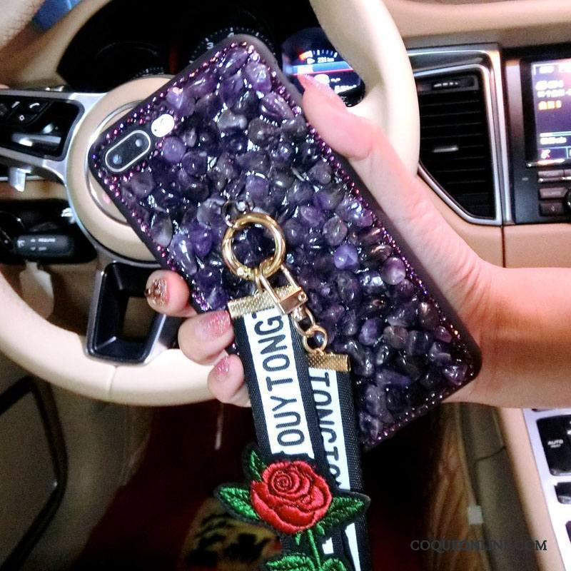 Samsung Galaxy A9 Coque Strass Marque De Tendance Silicone Luxe Élégant À Franges Violet