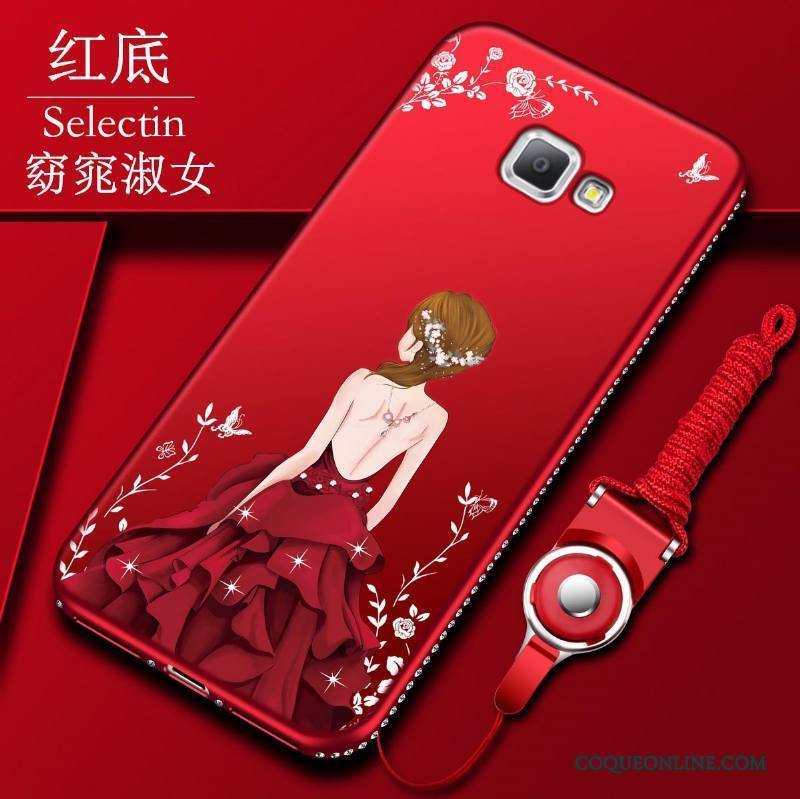 Samsung Galaxy A9 Rouge Haute Étoile Fluide Doux Étui Coque De Téléphone Délavé En Daim