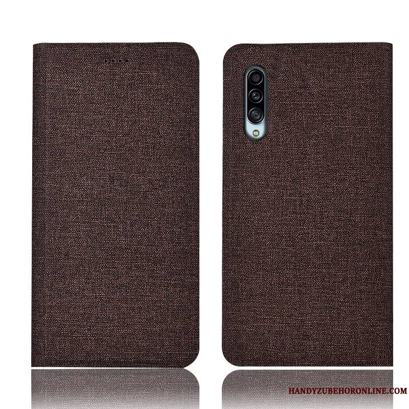 Samsung Galaxy A90 5g Housse Lin Coque De Téléphone Foncé Incassable Étoile Plaid