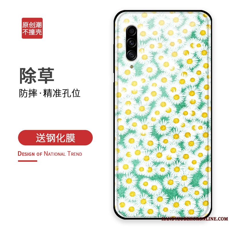 Samsung Galaxy A90 5g Personnalité Vert Incassable Silicone Coque De Téléphone Verre Étoile