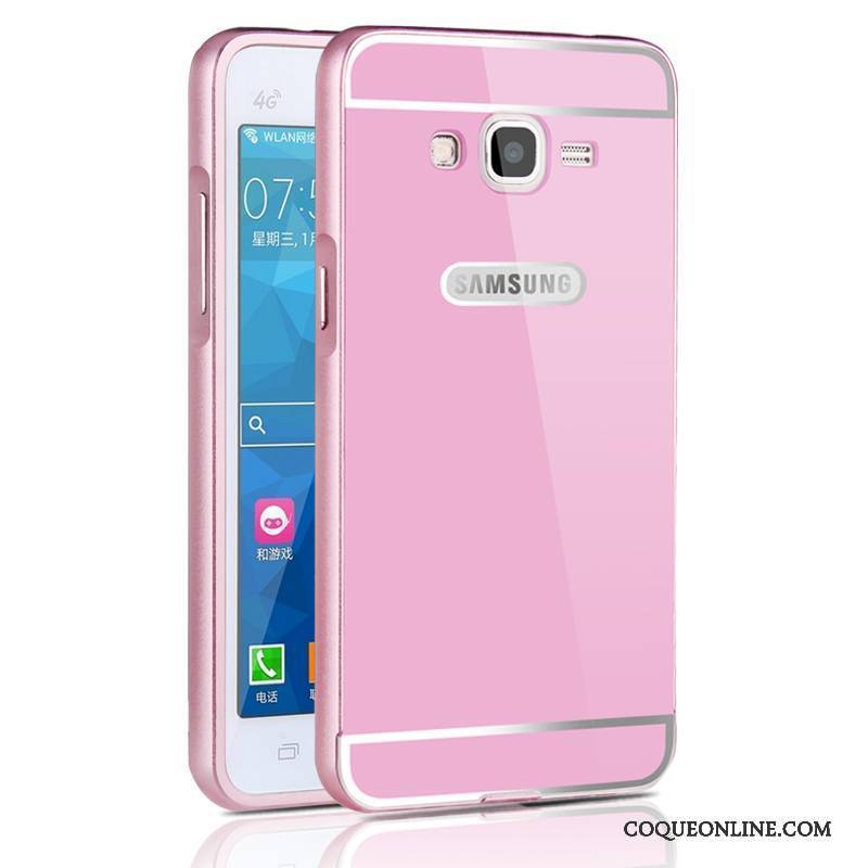 Samsung Galaxy J3 2015 Difficile Border Étoile Argent Coque Étui Métal