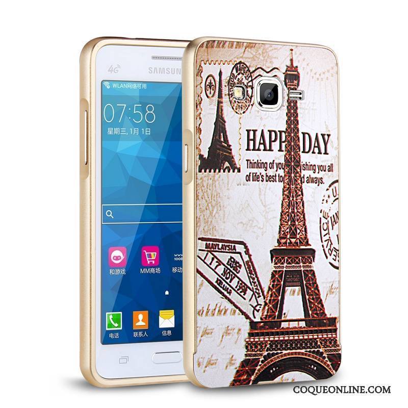 Samsung Galaxy J3 2015 Difficile Border Étoile Argent Coque Étui Métal