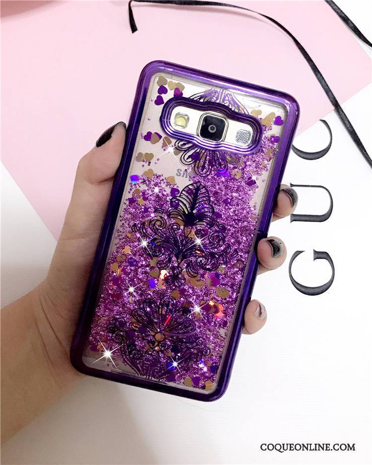 Samsung Galaxy J3 2015 Fleurs Étoile Coque De Téléphone Fluide Doux Violet Quicksand Bleu