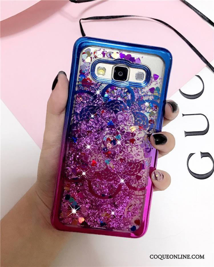Samsung Galaxy J3 2015 Fleurs Étoile Coque De Téléphone Fluide Doux Violet Quicksand Bleu