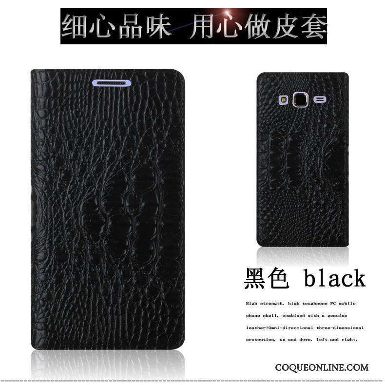 Samsung Galaxy J3 2015 Téléphone Portable Protection Coque De Téléphone Étui En Cuir Foncé Étoile Crocodile Modèle