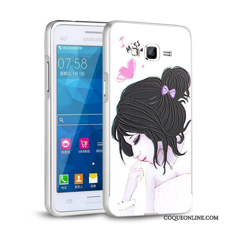 Samsung Galaxy J3 2016 Coque De Téléphone Blanc Incassable Étui Métal Protection Étoile