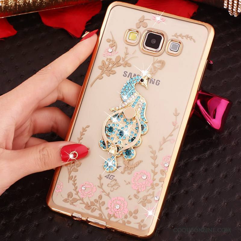 Samsung Galaxy J3 2016 Coque Silicone Strass Étoile Or Rose Protection Téléphone Portable Placage