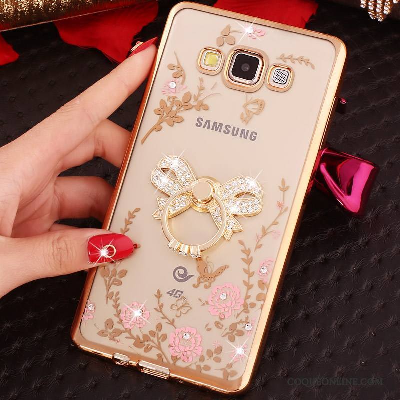 Samsung Galaxy J3 2016 Coque Silicone Strass Étoile Or Rose Protection Téléphone Portable Placage