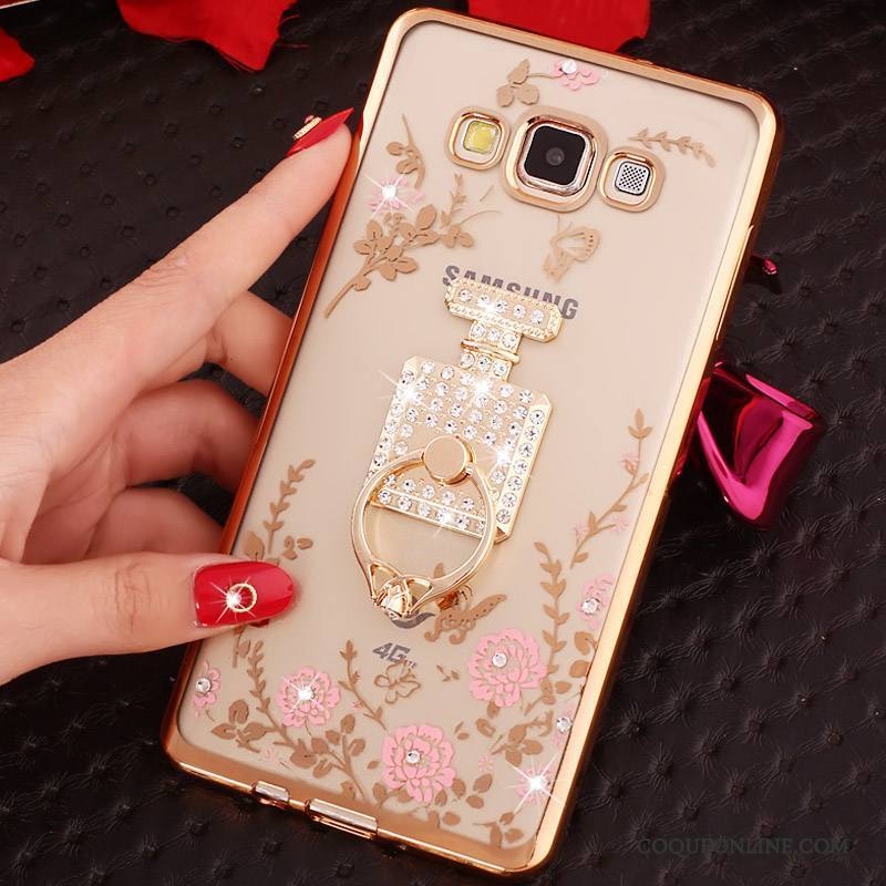 Samsung Galaxy J3 2016 Coque Silicone Strass Étoile Or Rose Protection Téléphone Portable Placage