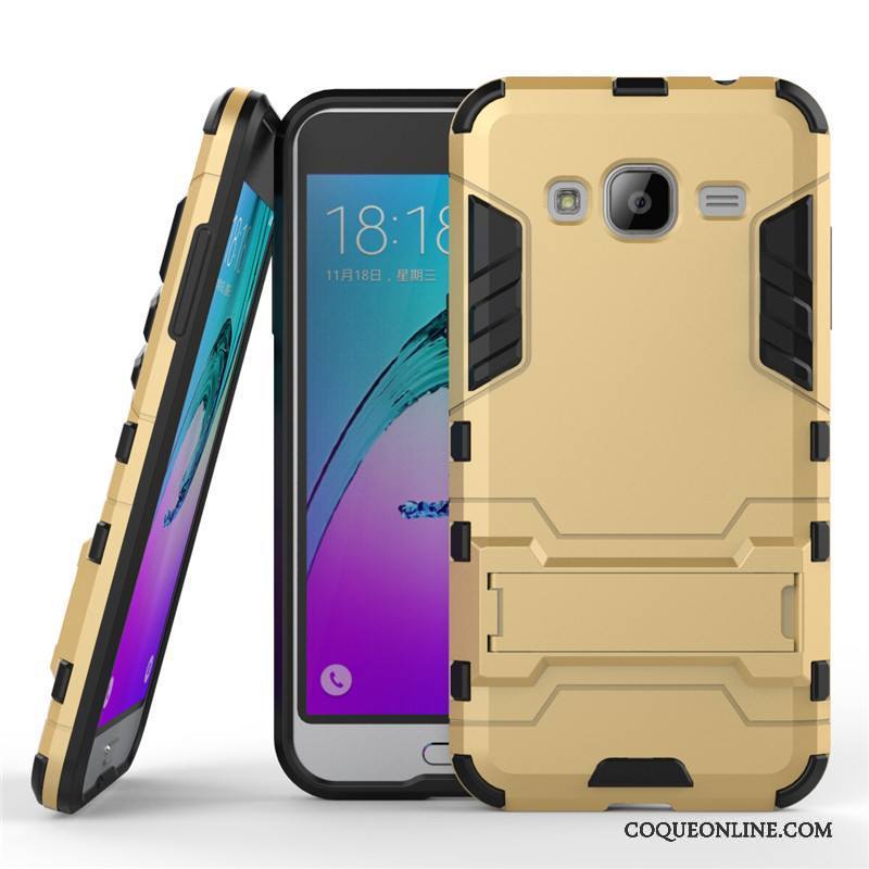 Samsung Galaxy J3 2016 Coque Étui Gris Téléphone Portable Support Étoile Difficile