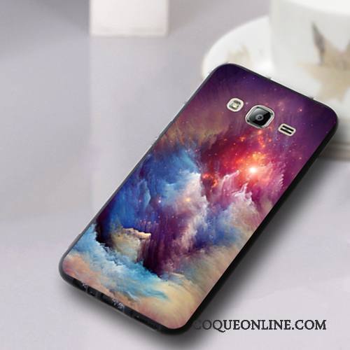 Samsung Galaxy J3 2016 Délavé En Daim Coque De Téléphone Téléphone Portable Étoile Violet Silicone Tout Compris