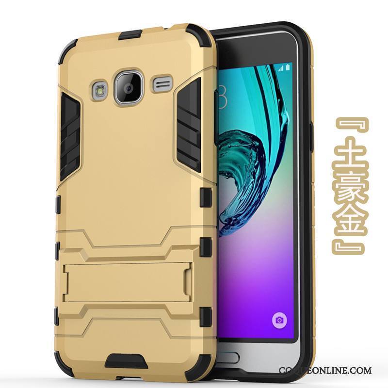 Samsung Galaxy J3 2016 Fluide Doux Coque Difficile Argent Incassable Étoile Protection