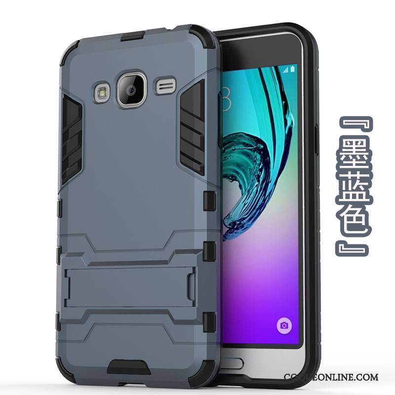 Samsung Galaxy J3 2016 Fluide Doux Coque Difficile Argent Incassable Étoile Protection