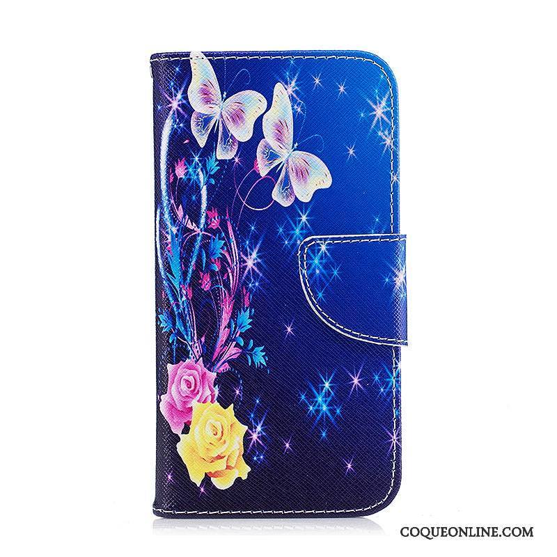 Samsung Galaxy J3 2016 Étui En Cuir Peinture Coque De Téléphone Étoile Protection Bleu Housse