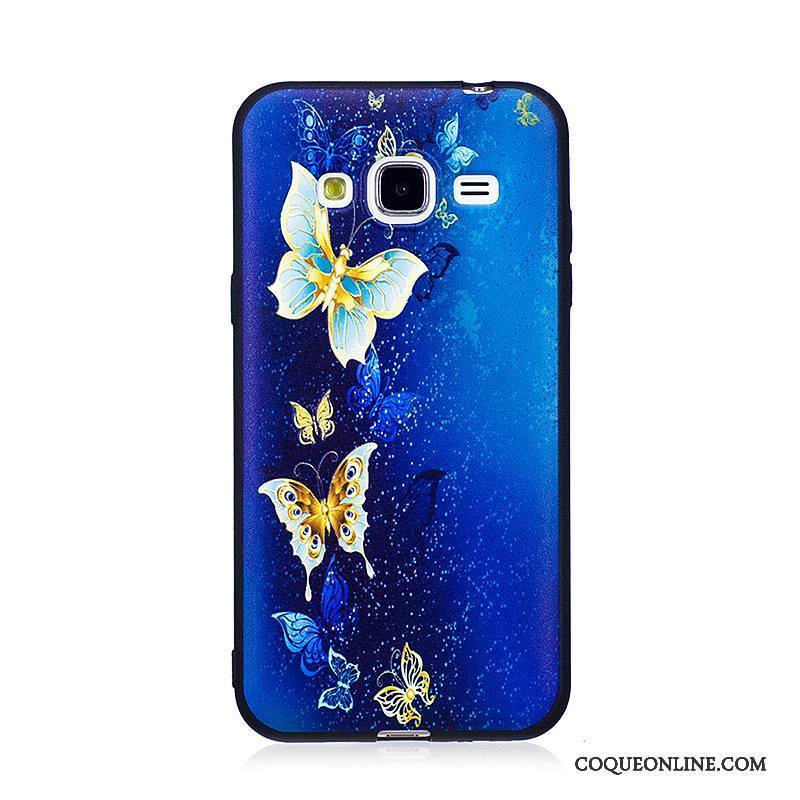 Samsung Galaxy J3 2016 Étui Noir Dessin Animé Fleurs Coque De Téléphone Gaufrage Protection
