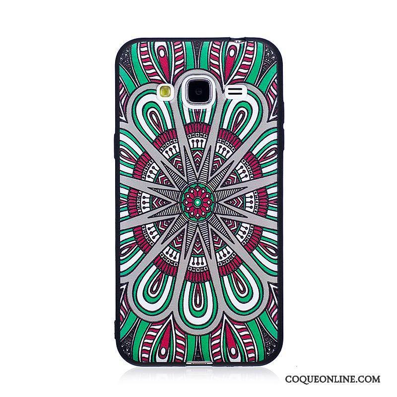 Samsung Galaxy J3 2016 Étui Noir Dessin Animé Fleurs Coque De Téléphone Gaufrage Protection