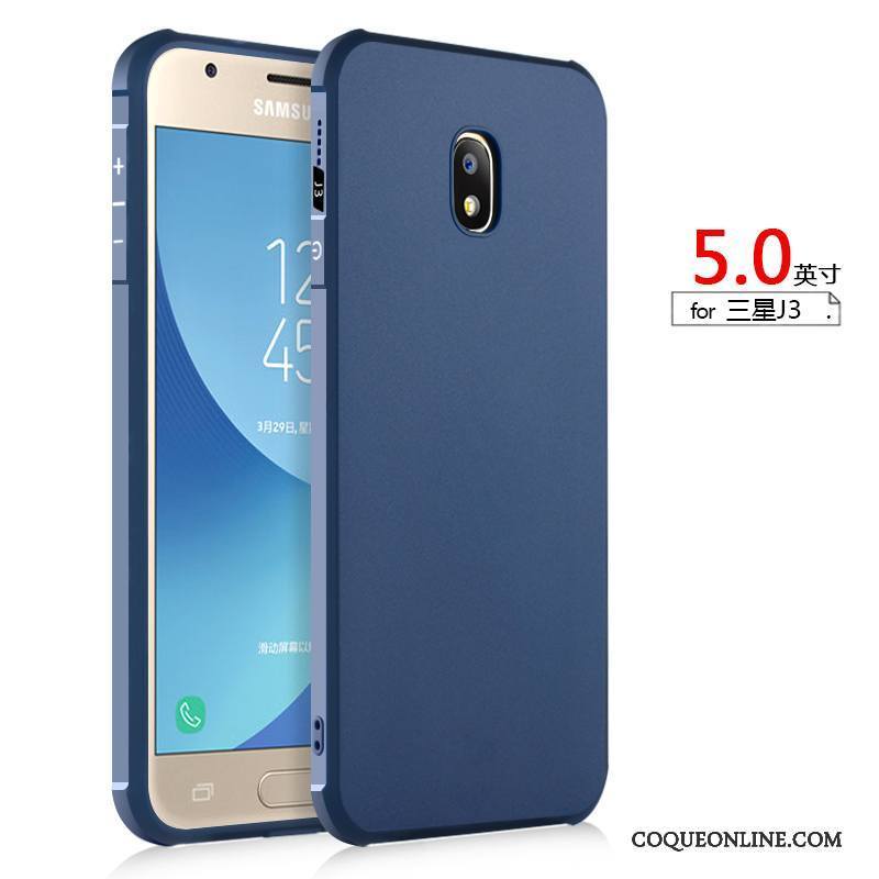 Samsung Galaxy J3 2017 Bleu Silicone Étui Protection Étoile Coque De Téléphone