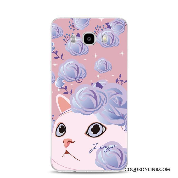 Samsung Galaxy J3 2017 Chat Coque De Téléphone Rose Fluide Doux Fleur Étoile Silicone