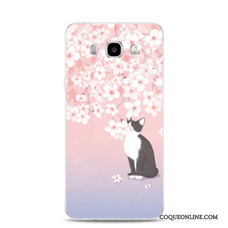 Samsung Galaxy J3 2017 Chat Coque De Téléphone Rose Fluide Doux Fleur Étoile Silicone