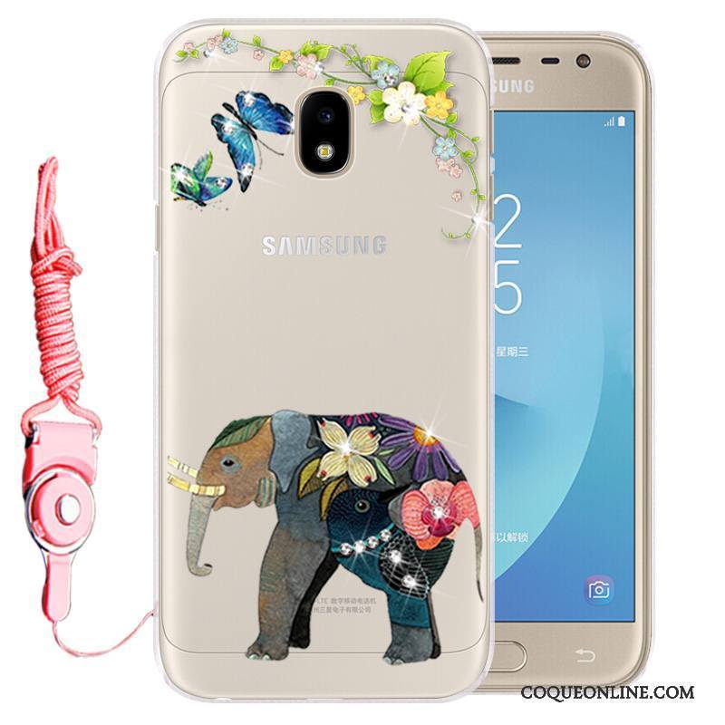 Samsung Galaxy J3 2017 Coque Téléphone Portable Strass Incassable Étoile Fluide Doux Silicone Étui