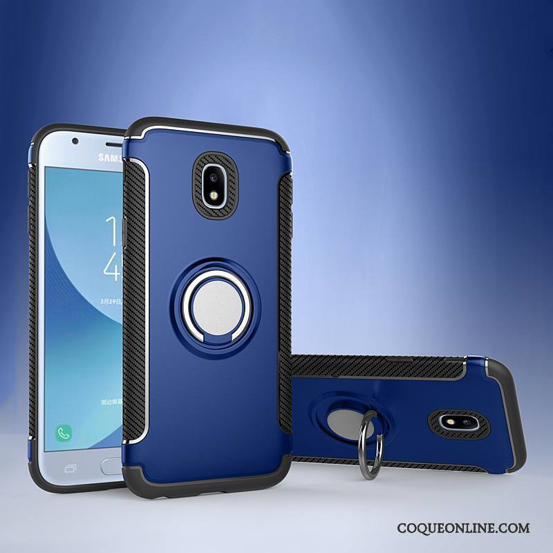 Samsung Galaxy J3 2017 Protection Étoile Coque De Téléphone Étui En Cuir Support Anneau Argent