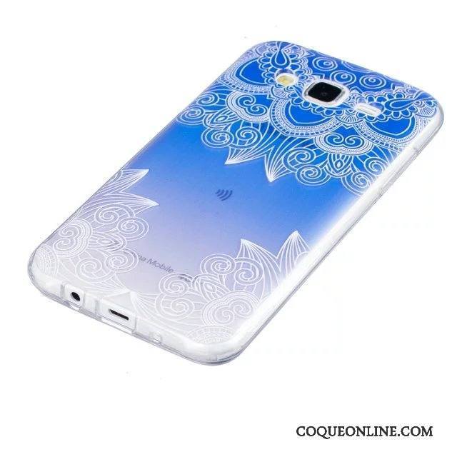 Samsung Galaxy J5 2015 Coque Protection Peinture Vert Étui Gaufrage Fleurs Fluide Doux