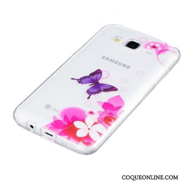 Samsung Galaxy J5 2015 Coque Protection Peinture Vert Étui Gaufrage Fleurs Fluide Doux