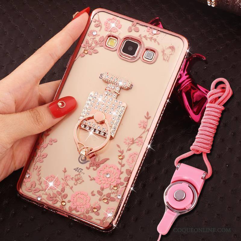 Samsung Galaxy J5 2016 Rose Étoile Étui Coque De Téléphone Strass Bordure Incruster Strass