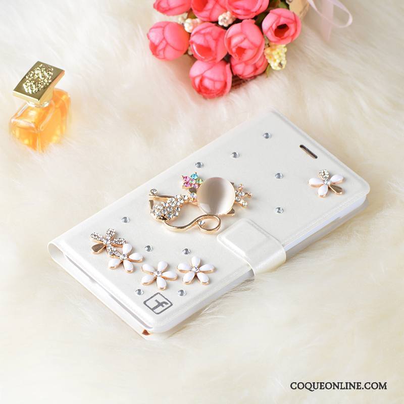 Samsung Galaxy J5 2016 Étui Coque De Téléphone Étui En Cuir Blanc Tendance Étoile Strass