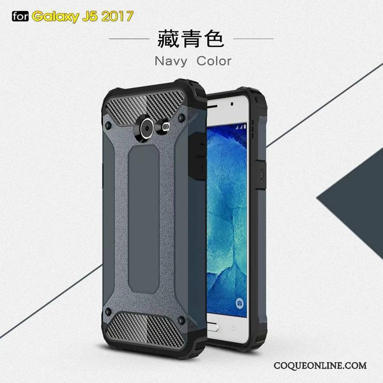 Samsung Galaxy J5 2017 Incassable Métal Étoile Noir Trois Défenses Coque De Téléphone Téléphone Portable