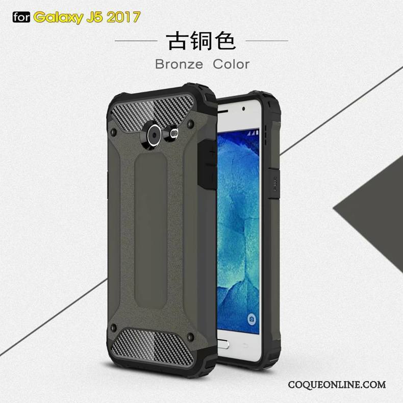 Samsung Galaxy J5 2017 Incassable Métal Étoile Noir Trois Défenses Coque De Téléphone Téléphone Portable