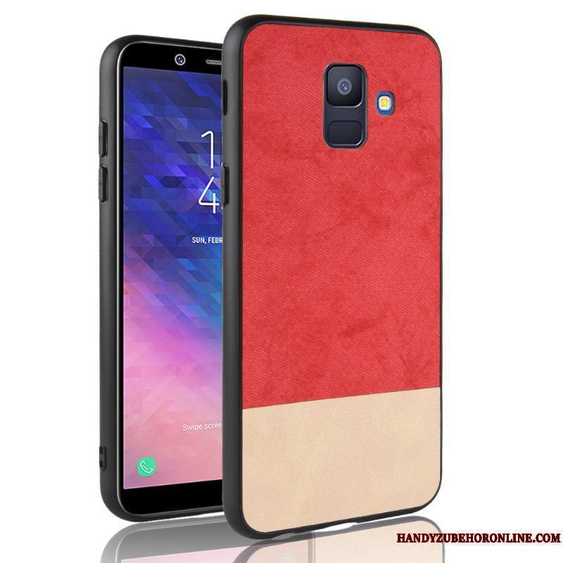 Samsung Galaxy J6 Modèle Fleurie Délavé En Daim Coque Étui De Téléphone Denim Couture Couleurs