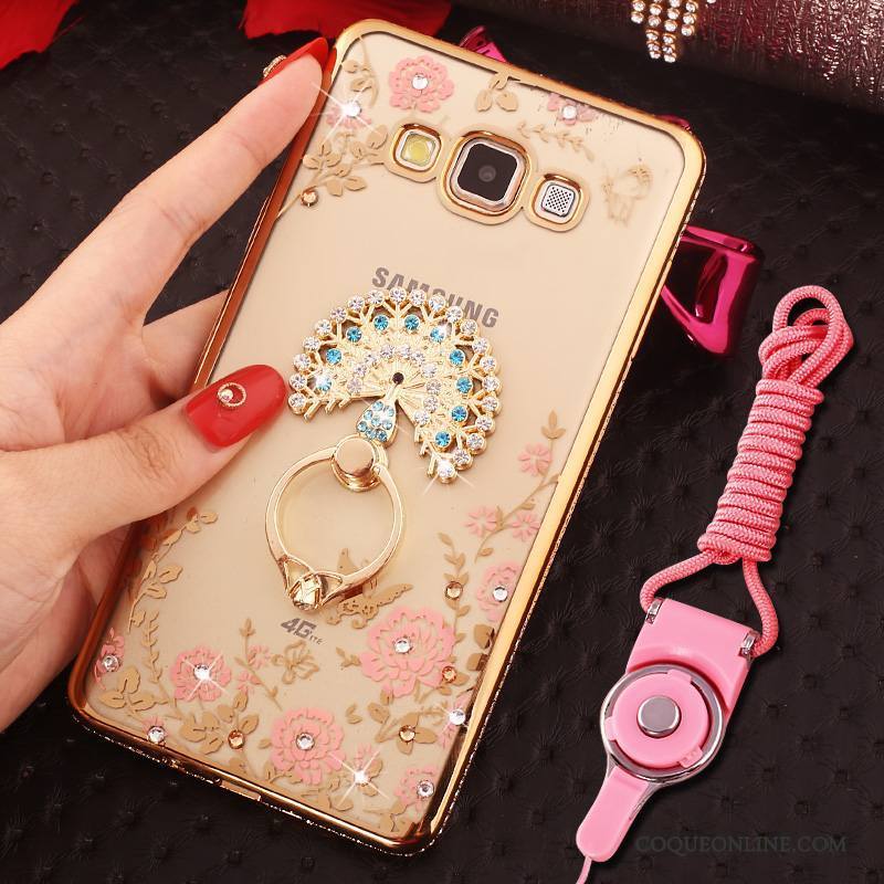 Samsung Galaxy J7 2015 Coque Anneau Or Rose Protection Incassable Strass Étui Étoile