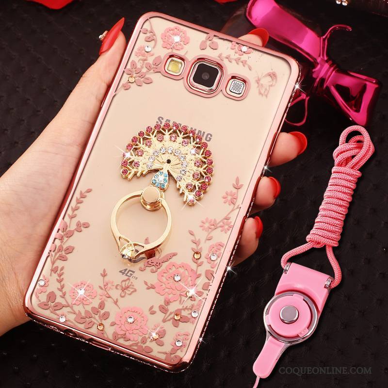 Samsung Galaxy J7 2015 Coque Anneau Or Rose Protection Incassable Strass Étui Étoile