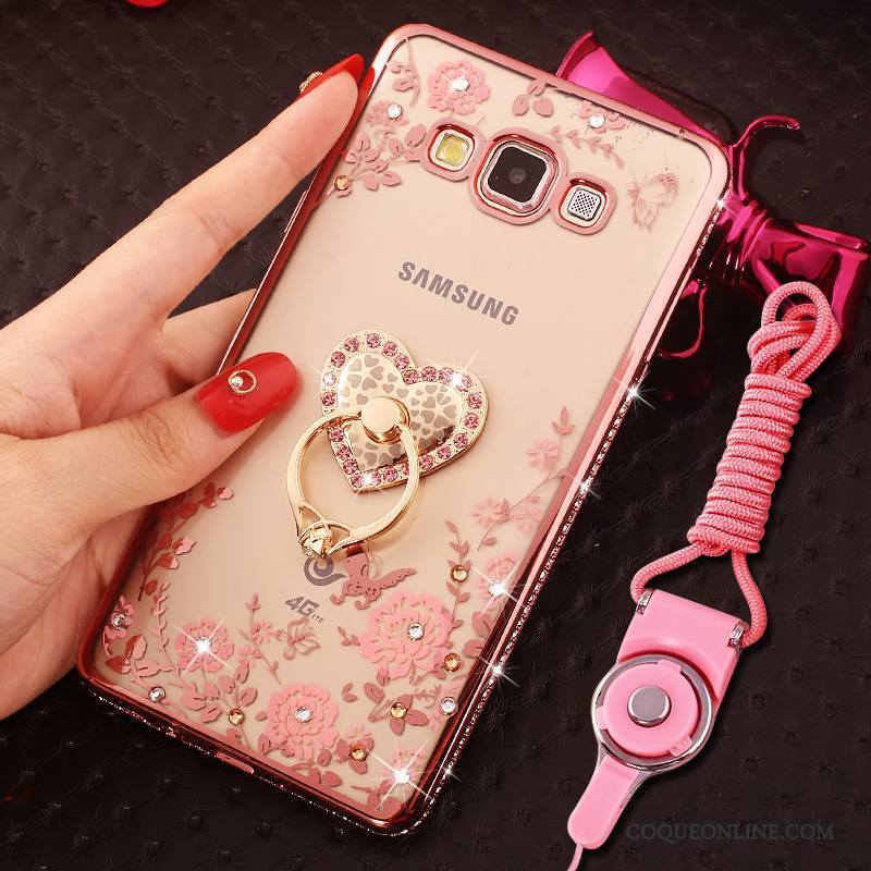 Samsung Galaxy J7 2015 Coque Anneau Or Rose Protection Incassable Strass Étui Étoile