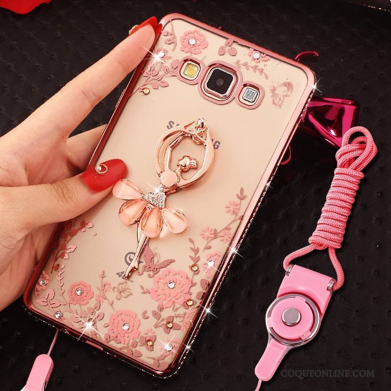 Samsung Galaxy J7 2015 Coque Anneau Or Rose Protection Incassable Strass Étui Étoile