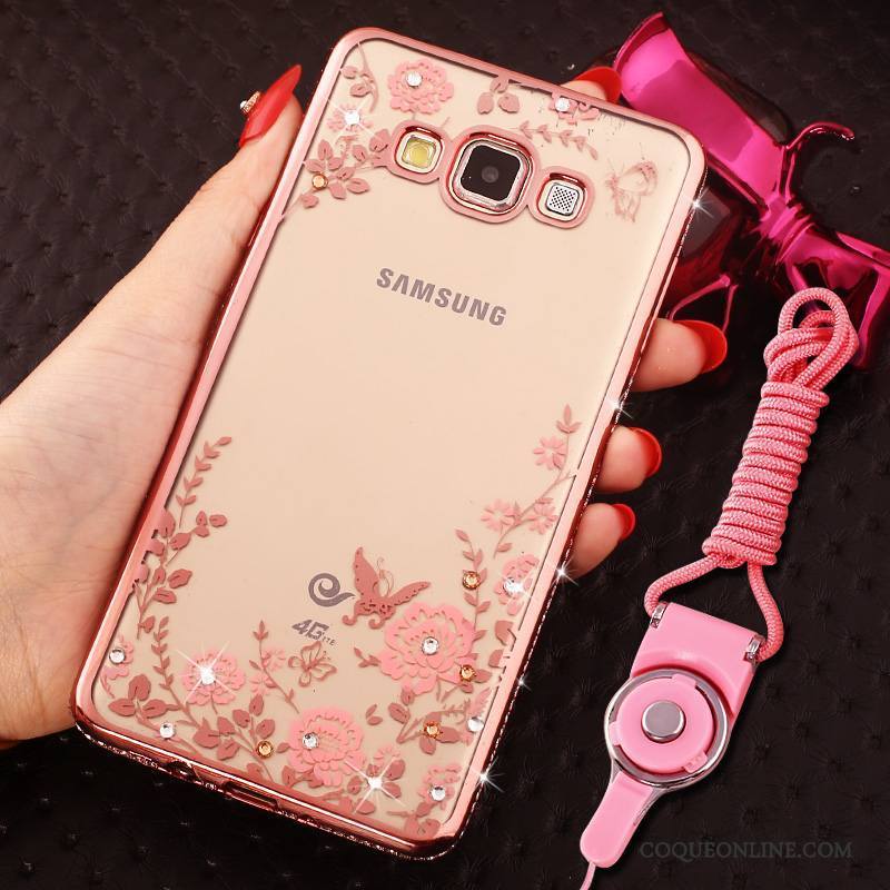 Samsung Galaxy J7 2015 Coque Anneau Or Rose Protection Incassable Strass Étui Étoile
