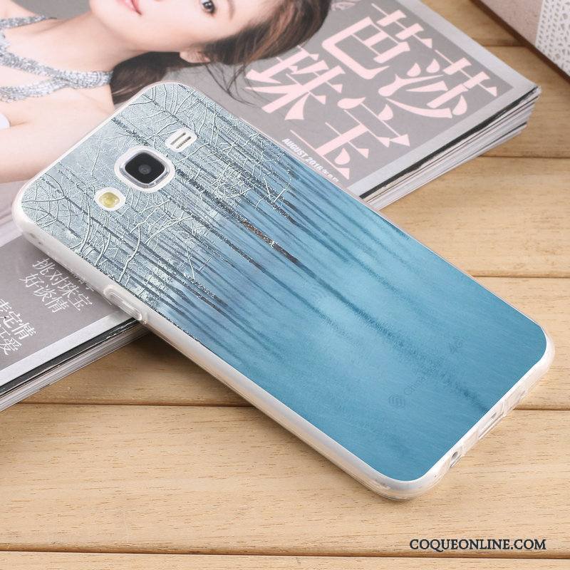 Samsung Galaxy J7 2015 Coque Bleu Silicone Étui Tendance Étoile Incassable Tout Compris