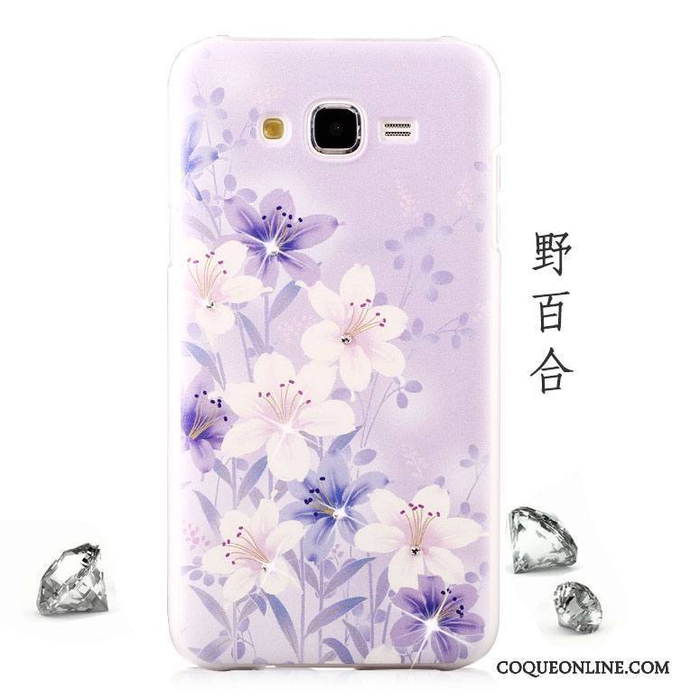 Samsung Galaxy J7 2015 Coque De Téléphone Strass Étoile Protection Délavé En Daim Tendance Violet