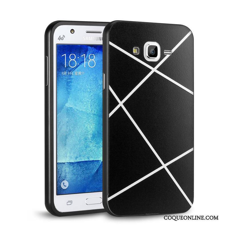 Samsung Galaxy J7 2015 Couvercle Arrière Border Métal Noir Coque De Téléphone Difficile Étoile