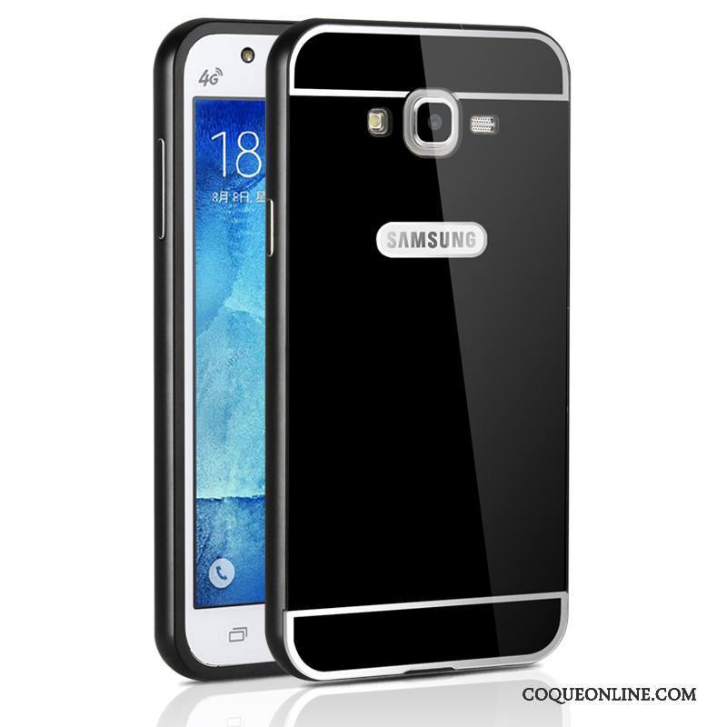 Samsung Galaxy J7 2015 Couvercle Arrière Border Métal Noir Coque De Téléphone Difficile Étoile