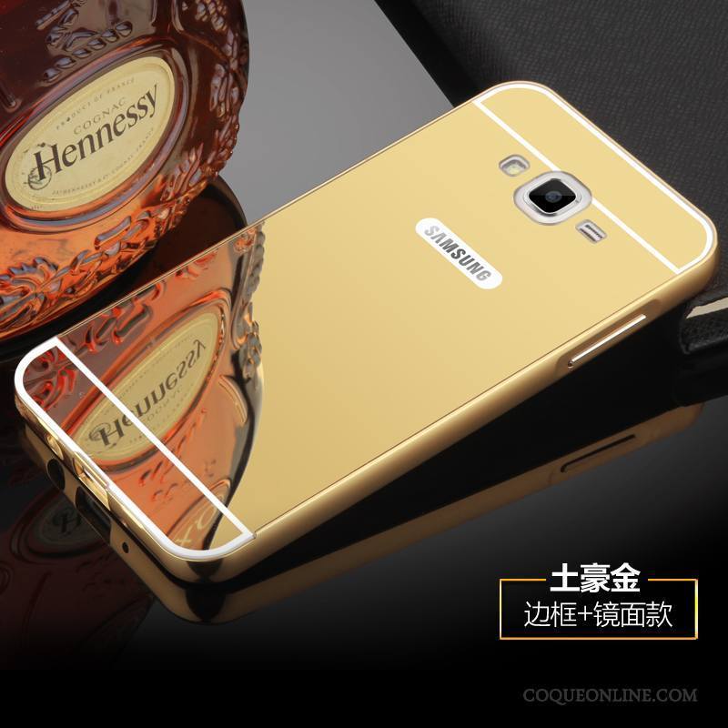 Samsung Galaxy J7 2015 Couvercle Arrière Border Métal Noir Coque De Téléphone Difficile Étoile