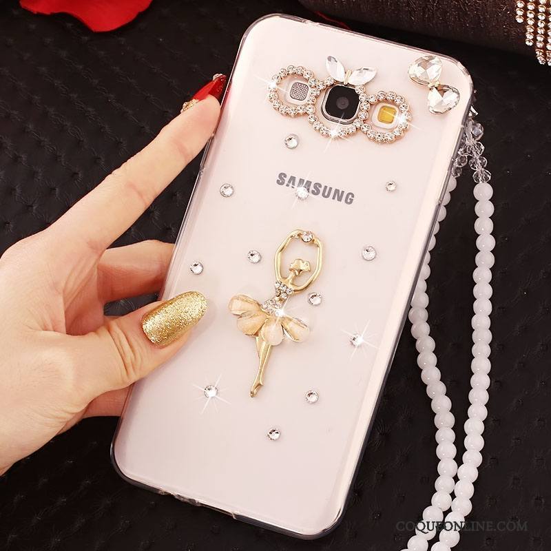 Samsung Galaxy J7 2015 Incassable Coque De Téléphone Papillon Fluide Doux Strass Étoile Protection