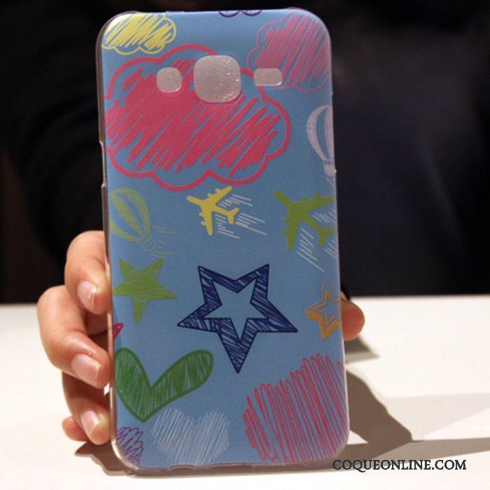 Samsung Galaxy J7 2015 Incassable Téléphone Portable Fluide Doux Coque Étoile Bleu De Téléphone