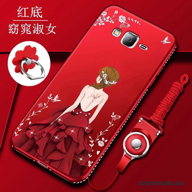 Samsung Galaxy J7 2015 Protection Étoile Délavé En Daim Incassable Rouge Coque Fluide Doux