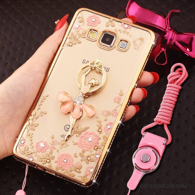 Samsung Galaxy J7 2016 Coque De Téléphone Silicone Étoile Strass Étui Incassable Or Rose