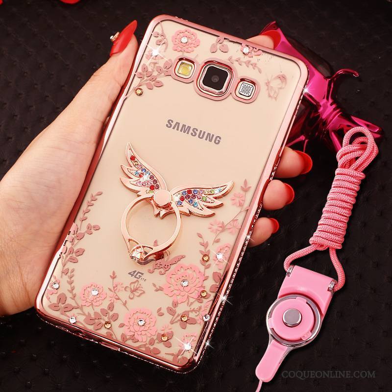 Samsung Galaxy J7 2016 Coque De Téléphone Silicone Étoile Strass Étui Incassable Or Rose